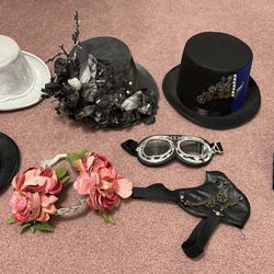 New Renaissance Steampunk Top Hat Flower Headband Accessories Costume Princess Mideval 