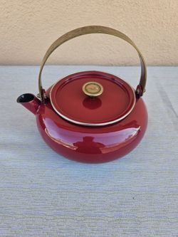 Vintage Sam Lebowitz Copco Red Enamel Tea Kettle #717