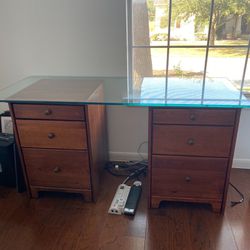 Office Desk With Glass Top Surface