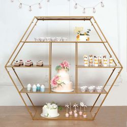 Metal Hexagonal Cake Dessert Display Stand 4ft Gold