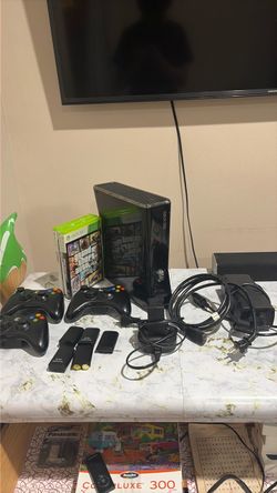 Xbox 360 Slim Console Bundle with Controllers and Games