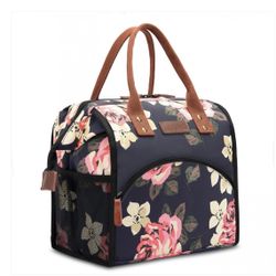 NEW LARGE Insulated Lunch Box Cooler Bag for Adults, Reusable Lunch Boxes Water Resistant Floral 