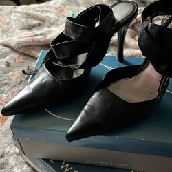 Black Leather Strap Heels