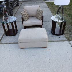 Chair, Atomon, End tables And Lamps