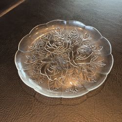 Vintage Psari Livid Clear Crystal Glass Dinner Plate 9.75 Inches