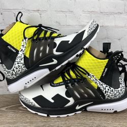 Nike Air Presto Mid x Acronym White Black Dynamic Yellow AH7832 100 Size 10 New