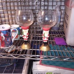 Two Santa Wine Glasses 