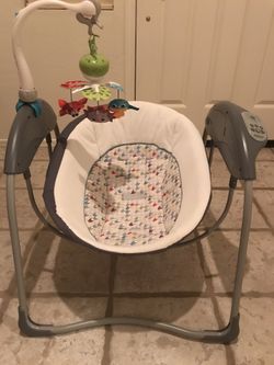 Baby rocker with overhead toy add on