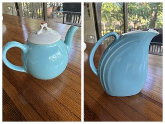 Porcelain Covered Teapot & Pitcher Hall, Light Blue MCM, 2 Cup)