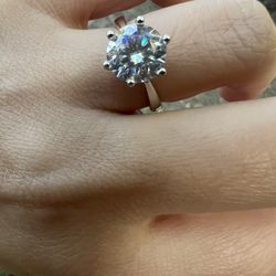 New Moissanite 10H10A Engagement Ring 3CT 18K White Gold Plated Sterling Silver