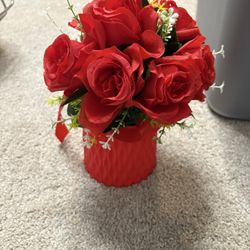 Red Bouquet With Vase