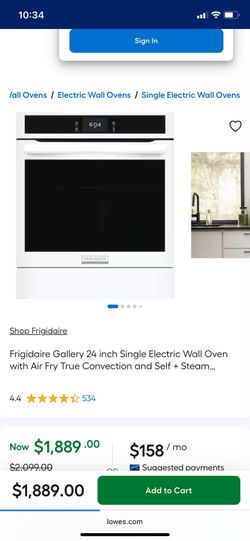 Frigidaire wall mounted oven