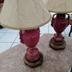 Antique Porcelain Table Desk Lamps Set Of Two