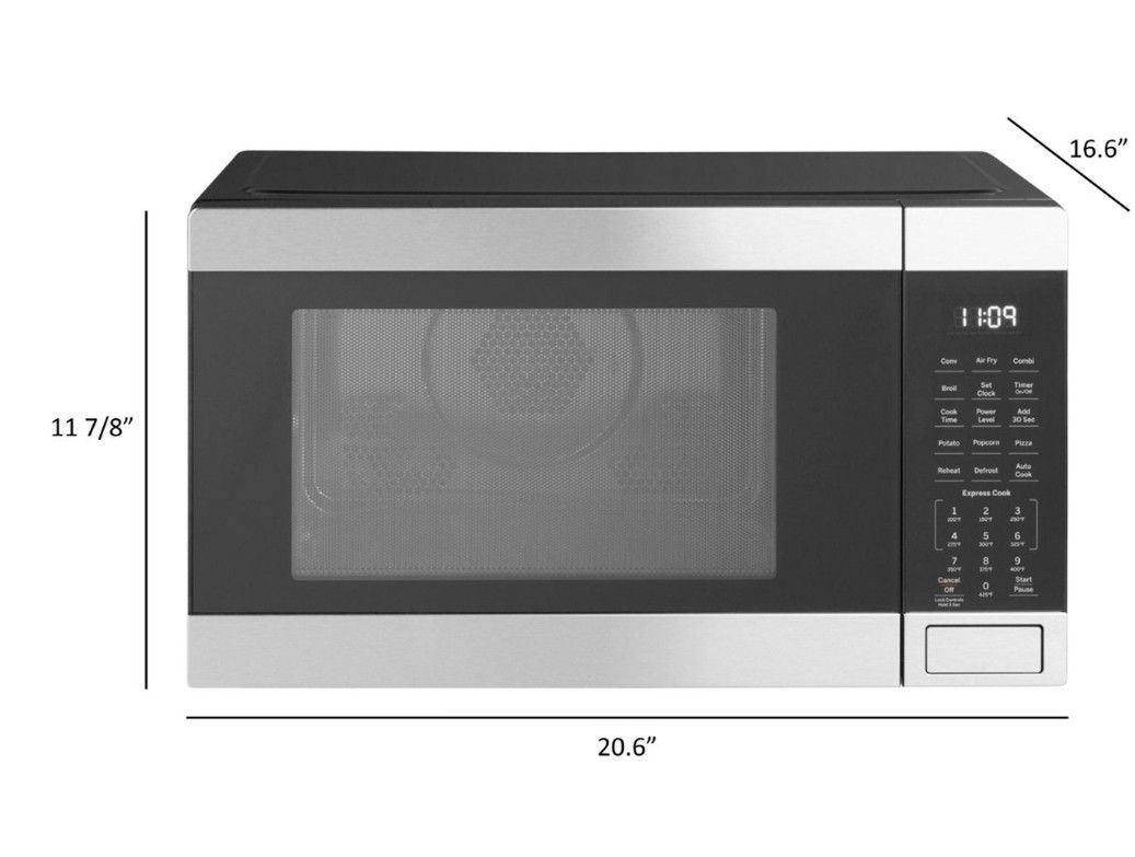 GE - 1.0 Cu. Ft. Convection Countertop Microwave with Air Fry - Black Stainless Steel

