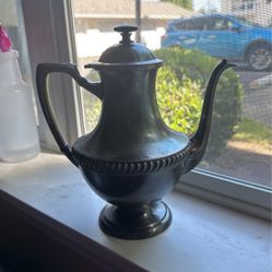 Lehman Bros Silverplate Hinged Lid Coffee Pot Silver on Copper 