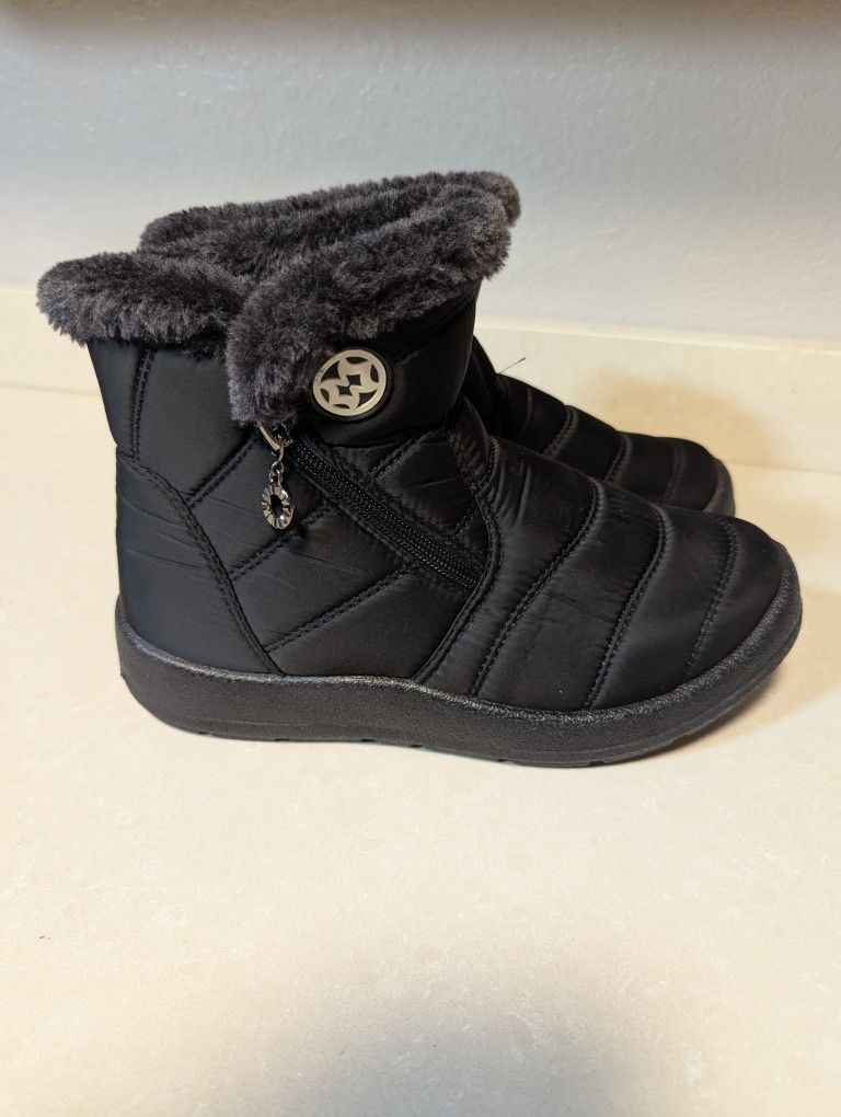 Women's Hsyooes Warm Faux Fur Lined Waterproof Snow Boots Size 38 (7)