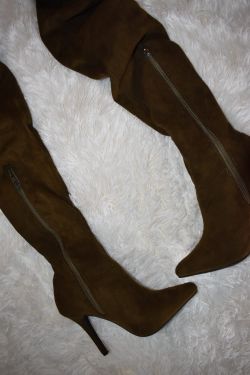 Olive Green Thigh-High Boots