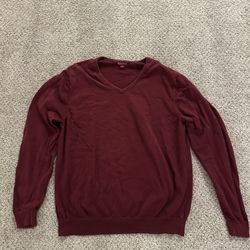 Merona Men’s L V-neck dark red  sweater 100% Cotton