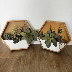 Wooden hexagon wall plant terrarium decor decoration 