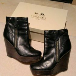 Designer COACH Leather Boots Size 7.5