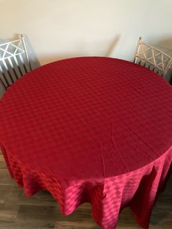 Red Food Network Stain-Resistant Microfiber Tablecloth (90 In. Round)