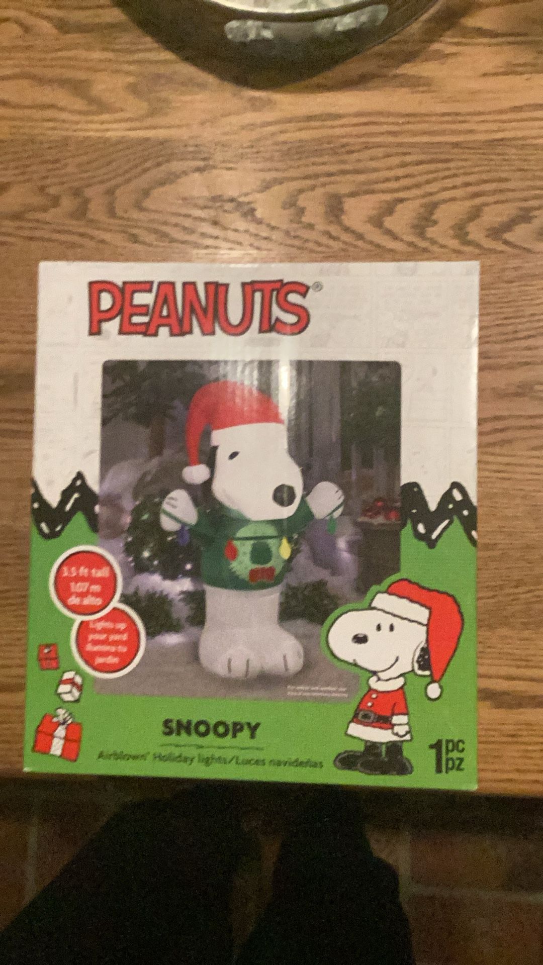 Snoopy Christmas Sweater, 3.5’ tall, Blow up Yard Deco, New in Box, Never Opened.