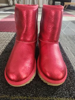 Metallic Red Ugg Boots. Big Kid Size 5 Women's Size 7
