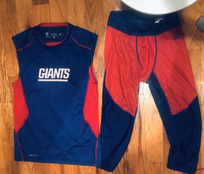 Nike pro combat tight compression nfl gym tee shirt jersey NY Giants New York football sports athletic wear size small medium