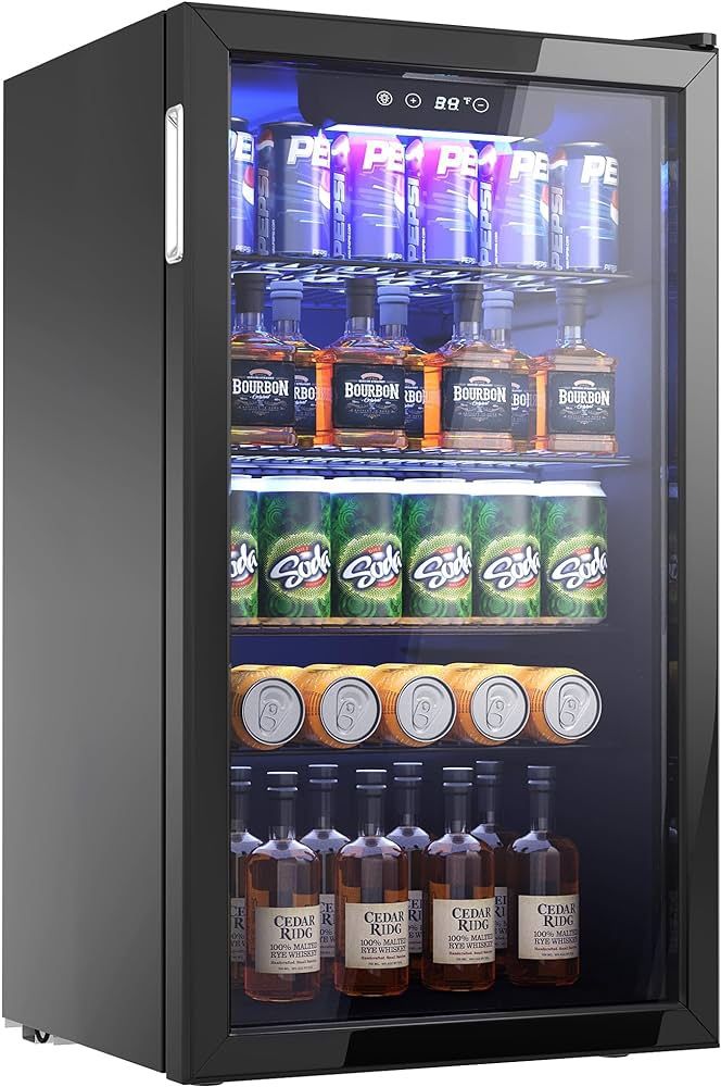 *BRAND NEW* 3.2 cu.ft Black Glass Door Refrigeratorss w/ adjustable shelves, 126 cans capacity