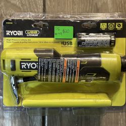 ryobi USB Lithium Cordless High Pressure Portable Inflator Kit with 2.0 Ah USB Lithium Battery and Charging Cable (normal wear)  