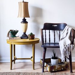 Gold Oval Antique Side Table 