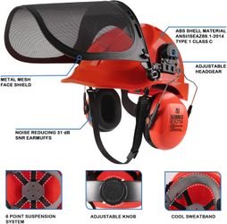 6-in-1 Chainsaw Helmet with Face Shield and Hearing Protection Ear Muffs