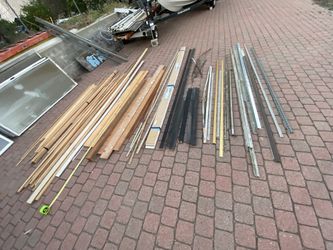 Variety of knot free old growth pine, 5 1/2 inch baseboard by 12 foot aluminum trim half inch copper pipe Z bar moldings take it all for $125 or selec