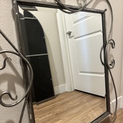 Large Metal Beveled Mirror 