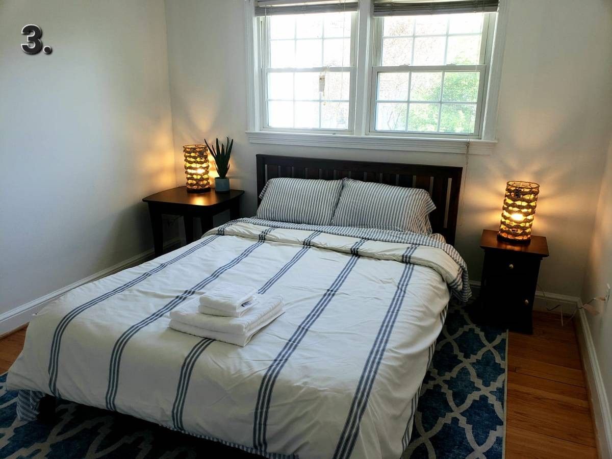 Bed size Queen, wooden brown- $300