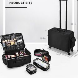 Rolling Makeup Case Cosmetology Case on Wheels 