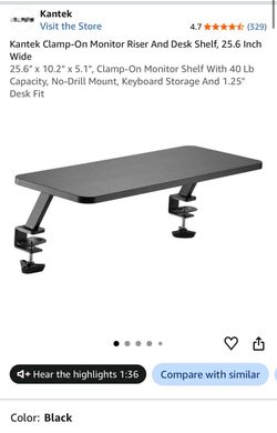 Kantek Clamp-On Monitor Riser Desk Shelf