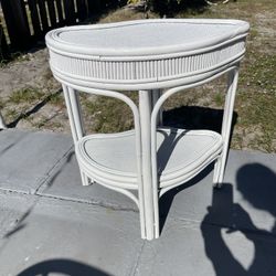 Small Bamboo/ Rattan Table 23”1/2W X 15”1/2D X 25”1/2H Used Condition (Painted) $15 Firm On Price