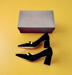 Ann Taylor Essie Mary Jane black suede pumps in size 8.