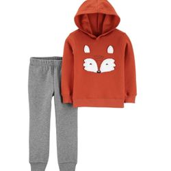 2-Piece Fox Fleece Hoodie & Jogger Set - Baby Boy Size 3 Months