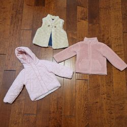 Girl's Hoodie, Jacket & Vest Bundle Size 18M to 2T