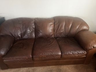 2 Brown Leather Couches 