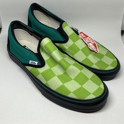 Men’s Size 10 Vans Slip Ons Green 