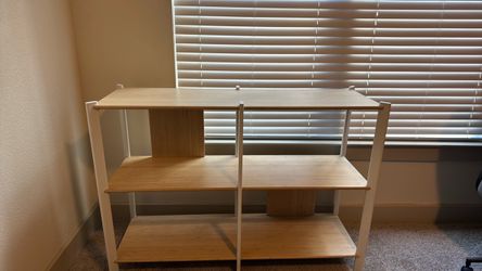 3-Tier Bookshelf with White Metal Frame