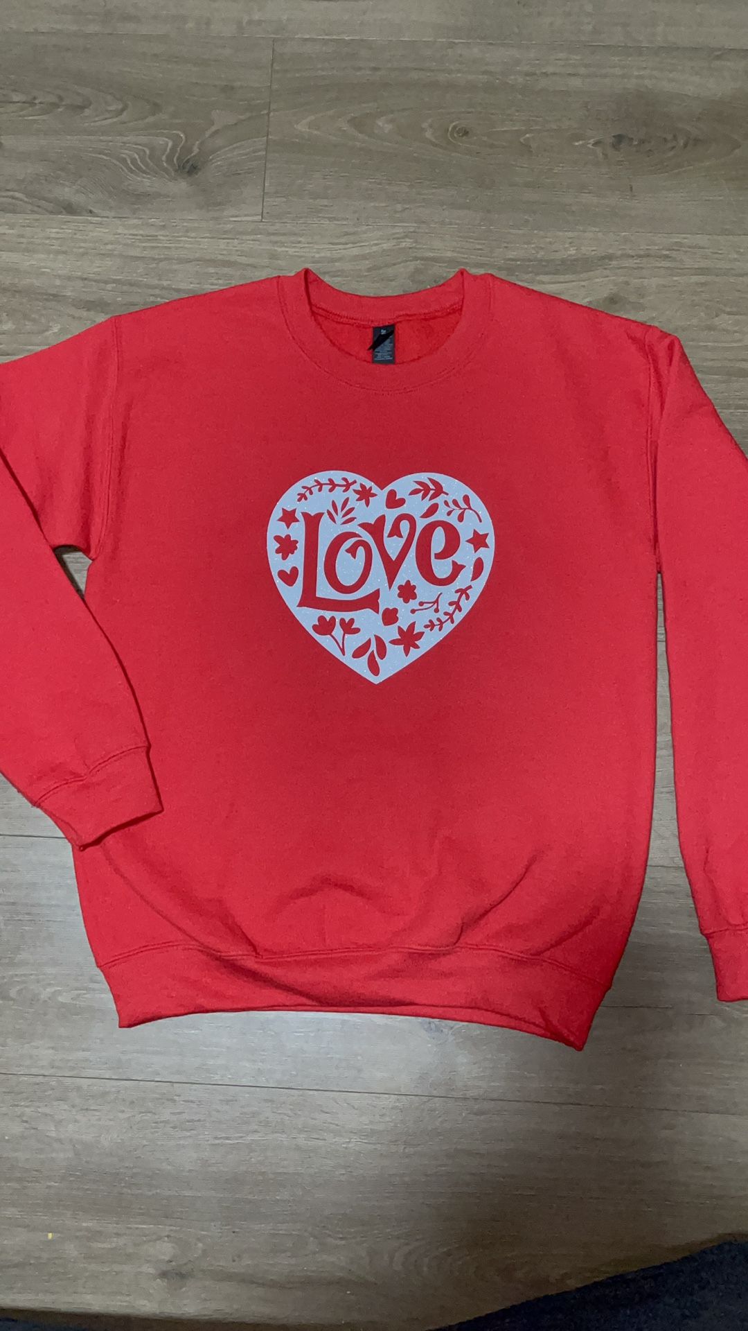 Valentines Day Sweatshirt, Glitter Love Heart Design for Valentine Day Gift for Her,