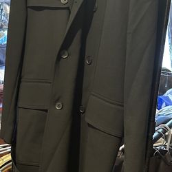 Men's Black Soft Double Insulated Trench Coat