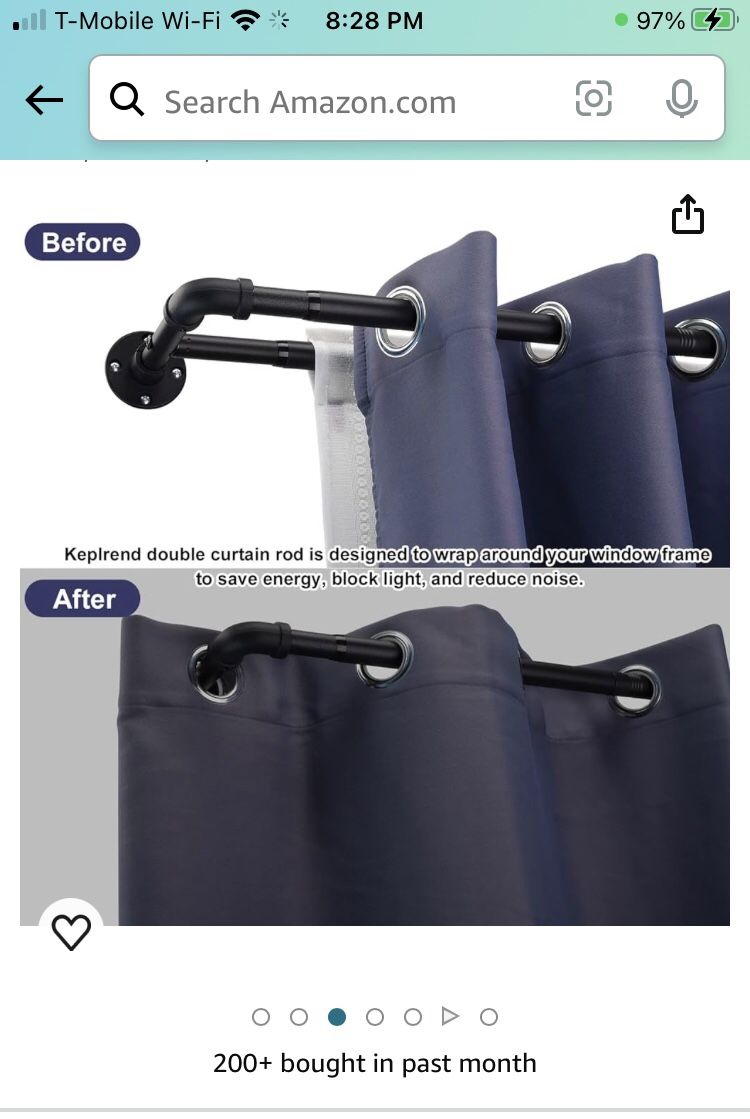 Double rustic farmhouse industrail curtain rod