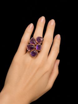 COOLOOK Hydra Amethyst Statement Ring – Natural Amethyst | Champagne Gold-Plated Sterling Silver