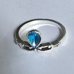 BLUE TOURMALINE QUALITY TITANIUM SILVER NEW SIZE 5 BEZEL SET  FASHIONISTA RING