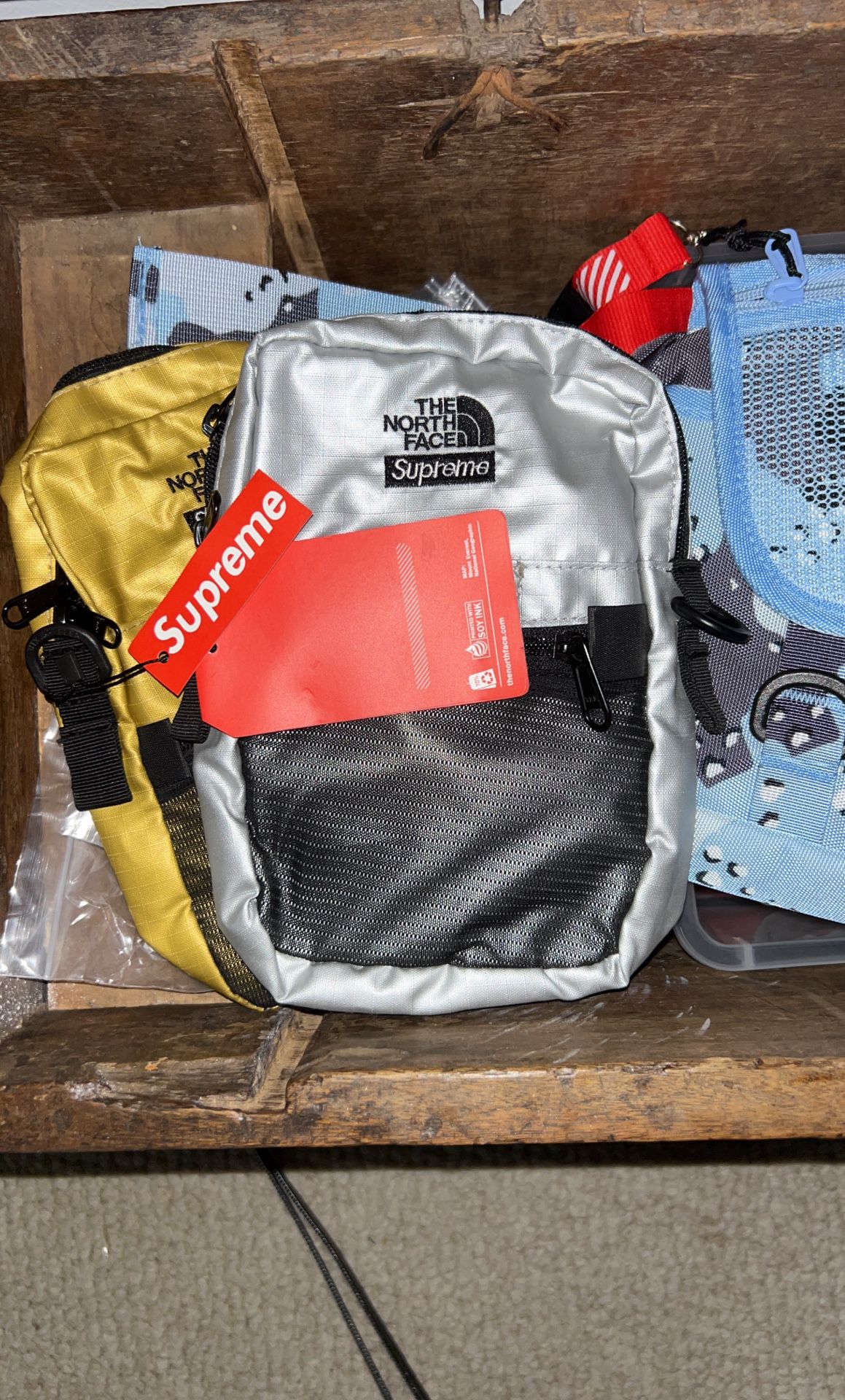 Silver Supreme North Face Shoulder Bag